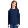 imageKEREDA 3 Pack Girls Long Sleeve Shirts Cotton TShirts Kids Crewneck Basic Plain Tees Tops for Teen GirlsNavyamaranthgreen