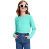 imageKEREDA 3 Pack Girls Long Sleeve Shirts Cotton TShirts Kids Crewneck Basic Plain Tees Tops for Teen GirlsNavyamaranthgreen
