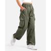 imageKEREDA Cargo Pants for Girls Baggy Joggers Pants Kids Clothes with Pockets 614YArmy Green