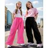 imageKEREDA Cargo Pants for Girls Baggy Joggers Pants Kids Clothes with Pockets 614YBeige