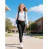 imageKEREDA Girls Athletic Leggings V Cross Yoga Pants Teen Girls with Pocket for WorkoutGymRunningDanceBlack