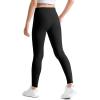 imageKEREDA Girls Athletic Leggings V Cross Yoga Pants Teen Girls with Pocket for WorkoutGymRunningDanceBlack
