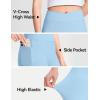 imageKEREDA Girls Athletic Leggings V Cross Yoga Pants Teen Girls with Pocket for WorkoutGymRunningDanceBlue