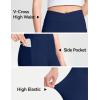 imageKEREDA Girls Athletic Leggings V Cross Yoga Pants Teen Girls with Pocket for WorkoutGymRunningDanceNavy