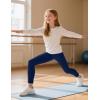 imageKEREDA Girls Athletic Leggings V Cross Yoga Pants Teen Girls with Pocket for WorkoutGymRunningDanceNavy