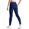 imageKEREDA Girls Athletic Leggings V Cross Yoga Pants Teen Girls with Pocket for WorkoutGymRunningDanceNavy