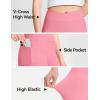 imageKEREDA Girls Athletic Leggings V Cross Yoga Pants Teen Girls with Pocket for WorkoutGymRunningDancePink