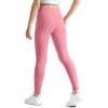 imageKEREDA Girls Athletic Leggings V Cross Yoga Pants Teen Girls with Pocket for WorkoutGymRunningDancePink