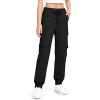imageKEREDA Girls Cargo Pants Jogger Elastic Waist Drawstring with Pockets Uniform Pants Clothes for Teen GirlsBlack