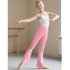 imageKEREDA Girls Flare Leggings High Waist Cross Bell Bottoms for Girls Yoga Dance Pants with Pockets Size 714 YearsPeach Pink