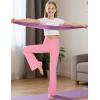 imageKEREDA Girls Flare Leggings High Waist Cross Bell Bottoms for Girls Yoga Dance Pants with Pockets Size 714 YearsPeach Pink