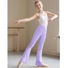 imageKEREDA Girls Flare Leggings High Waist Cross Bell Bottoms for Girls Yoga Dance Pants with Pockets Size 714 YearsPurple