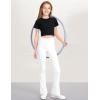 imageKEREDA Girls Flare Leggings High Waist Cross Bell Bottoms for Girls Yoga Dance Pants with Pockets Size 714 YearsWhite