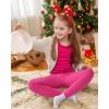 imageKEREDA Girls Fleece Lined Leggings Pack of 2 Winter Warm Pants Girls ClothesRoyal Bluerose Red