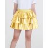 imageKEREDA Girls Metallic Skirt 3Layer Ruffle Kids Sparkly Skirt for Girls 614 YGold