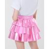 imageKEREDA Girls Metallic Skirt 3Layer Ruffle Kids Sparkly Skirt for Girls 614 YPink