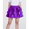 imageKEREDA Girls Metallic Skirt 3Layer Ruffle Kids Sparkly Skirt for Girls 614 YPurple