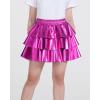 imageKEREDA Girls Metallic Skirt 3Layer Ruffle Kids Sparkly Skirt for Girls 614 YRose Red