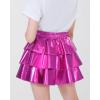 imageKEREDA Girls Metallic Skirt 3Layer Ruffle Kids Sparkly Skirt for Girls 614 YRose Red