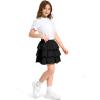 imageKEREDA Girls Skirt Kids Toddler Casual 3Layer Ruffle Skort School Uniform Skirts for GirlsBlack