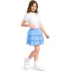 imageKEREDA Girls Skirt Kids Toddler Casual 3Layer Ruffle Skort School Uniform Skirts for GirlsBlue