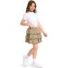 imageKEREDA Girls Skirt Kids Toddler Casual 3Layer Ruffle Skort School Uniform Skirts for GirlsKhaki