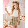 imageKEREDA Girls Skirt Kids Toddler Casual 3Layer Ruffle Skort School Uniform Skirts for GirlsKhaki