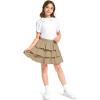 imageKEREDA Girls Skirt Kids Toddler Casual 3Layer Ruffle Skort School Uniform Skirts for GirlsKhaki