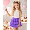 imageKEREDA Girls Skirt Kids Toddler Casual 3Layer Ruffle Skort School Uniform Skirts for GirlsLight Purple