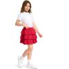 imageKEREDA Girls Skirt Kids Toddler Casual 3Layer Ruffle Skort School Uniform Skirts for GirlsRed