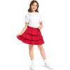 imageKEREDA Girls Skirt Kids Toddler Casual 3Layer Ruffle Skort School Uniform Skirts for GirlsRed