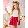 imageKEREDA Girls Skirt Kids Toddler Casual 3Layer Ruffle Skort School Uniform Skirts for GirlsRed