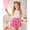 imageKEREDA Girls Skirt Kids Toddler Casual 3Layer Ruffle Skort School Uniform Skirts for GirlsRose Red