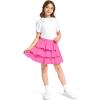 imageKEREDA Girls Skirt Kids Toddler Casual 3Layer Ruffle Skort School Uniform Skirts for GirlsRose Red