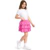 imageKEREDA Girls Skirt Kids Toddler Casual 3Layer Ruffle Skort School Uniform Skirts for GirlsRose Red