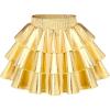 imageKEREDA Girls Metallic Skirt 3Layer Ruffle Kids Sparkly Skirt for Girls 614 YGold