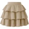 imageKEREDA Girls Skirt Kids Toddler Casual 3Layer Ruffle Skort School Uniform Skirts for GirlsKhaki