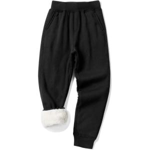 imageKEREDA Boys Girls Sweatpants Unisex Winter Warm Jogger PantsBlack