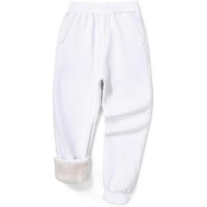 imageKEREDA Boys Girls Sweatpants Unisex Winter Warm Jogger PantsWhite