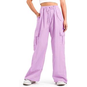 imageKEREDA Cargo Pants for Girls Baggy Joggers Pants Kids Clothes with Pockets 614YLight Purple