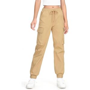 imageKEREDA Girls Cargo Pants Jogger Elastic Waist Drawstring with Pockets Uniform Pants Clothes for Teen GirlsKhaki