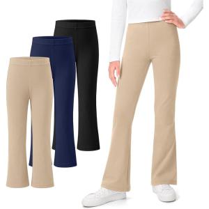 imageKEREDA Girls Flare Leggings Bell Bottoms School Uniform Pants High Waisted Flared Leggings for Teen GirlsBlackkhakinavy