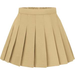 imageKEREDA Girls Pleated Mini Skirt High Waist Tennis School Uniform Skirts 414 YearsKhaki