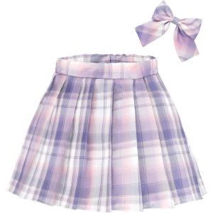 imageKEREDA Girls Pleated Mini Skirt High Waist Tennis School Uniform Skirts 414 YearsPurple