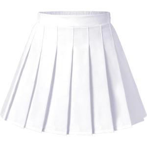 imageKEREDA Girls Pleated Mini Skirt High Waist Tennis School Uniform Skirts 414 YearsWhite