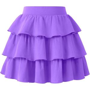 imageKEREDA Girls Skirt Kids Toddler Casual 3Layer Ruffle Skort School Uniform Skirts for GirlsLight Purple