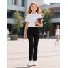 imageKEREDA Girls School Uniform Skinny Pants with Pockets Elasticized Waistband School Pants for Teen Girls ClothesBlack