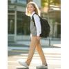 imageKEREDA Girls School Uniform Skinny Pants with Pockets Elasticized Waistband School Pants for Teen Girls ClothesKhaki