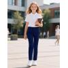 imageKEREDA Girls School Uniform Skinny Pants with Pockets Elasticized Waistband School Pants for Teen Girls ClothesNavy