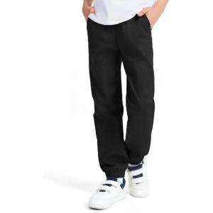 imageKEREDA Boys Uniform Pants Twill Pull On Jogger Pants for Boys School Clothes with PocketsBlack